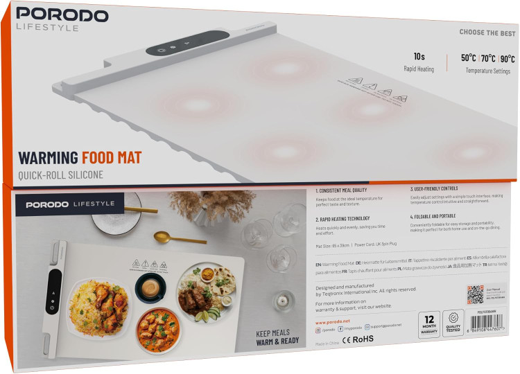 صفحه گرمکن غذا قابل حمل و رولشونده – Porodo Lifestyle Warming Mat