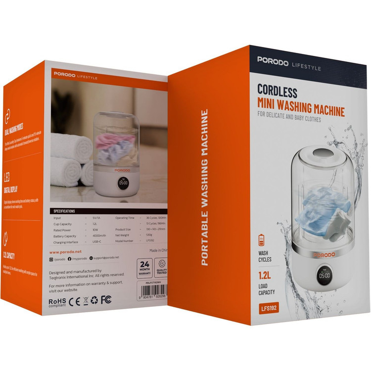 مینی واش شارژی پرودو Porodo Lifestyle Cordless Mini Washing Machine