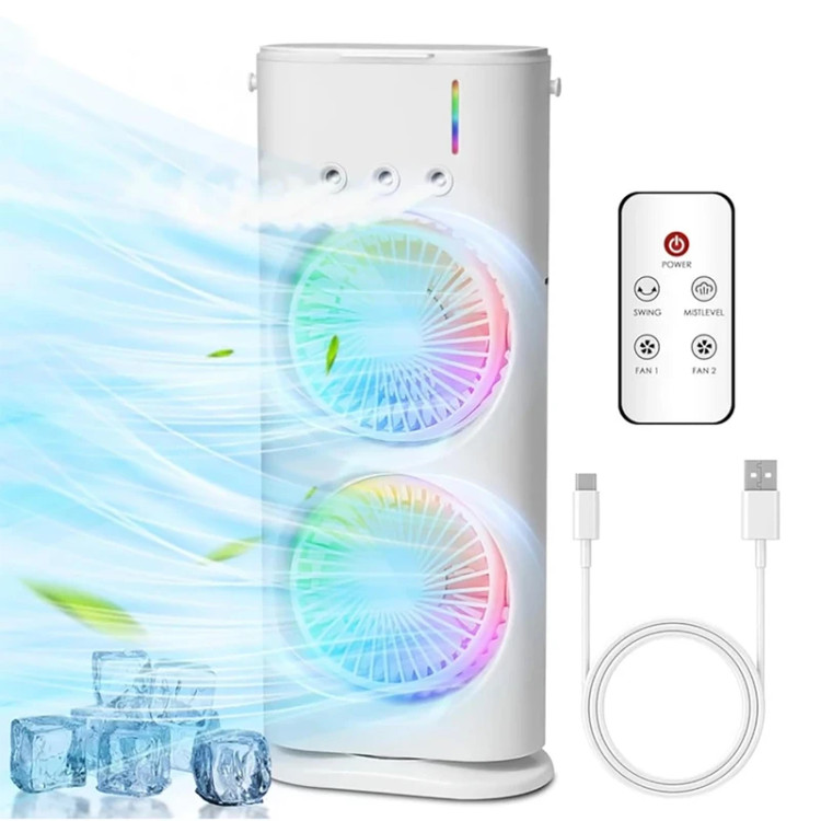پنکه مهپاش دوقلو قابل حمل مدل Dual Spray Fan