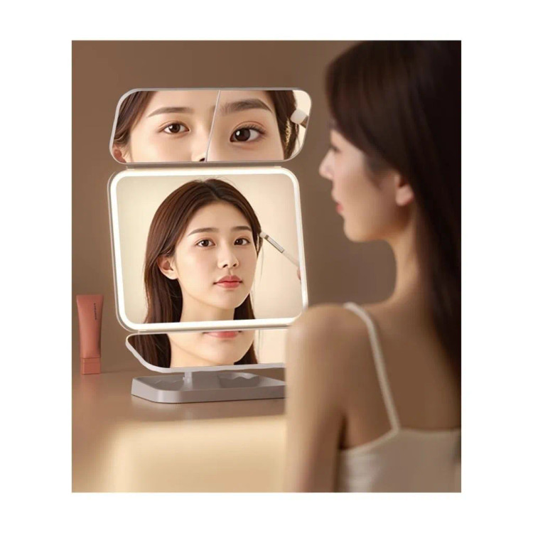 آینه آرایشی رومیزی LED دار مدل استند دار چرخان